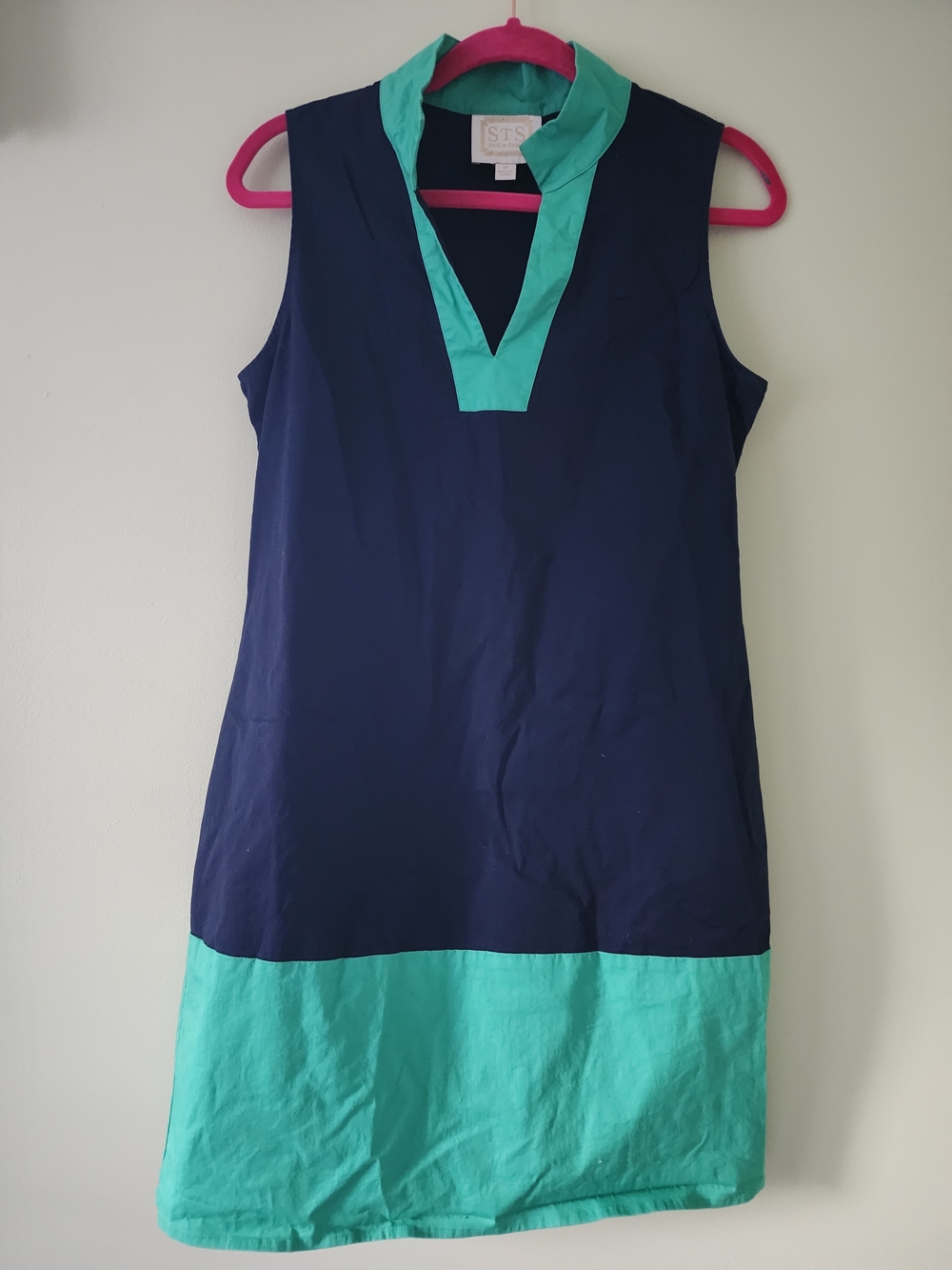 Sail to Sable Navy Dress with Green Trim